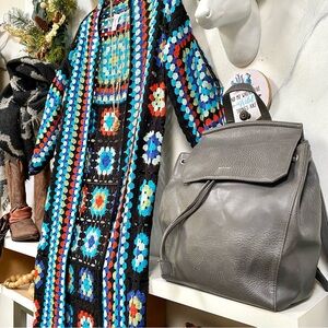 Matt & NAT vegan leather MUMBAI backpack in rustic grey finish